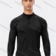 Wholesale Men's Fitness Lightweight Long Sleeve Dry Fit Half Zipper Training Sweatshirt Black Clothing Wholesale Market Liuhua