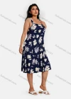 Wholesale Women's Plus Size Square Neck Sleeveless Floral Print Casual Dress - Liuhuamall
