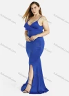 Wholesale Women's Sexy Asymmetrical Neck Ruffle Trim Wrap Splicing Split Hem Spaghetti Straps Mermaid Evening Dress - Liuhuamall