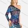 Wholesale Women's Sexy Slim Fit One Shoulder Sequin Decro Cocktail Short Dress	 preview