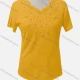 Wholesale Women's Casual Crew Neck Appliques Beaded Blouse 20# Clothing Wholesale Market Liuhua