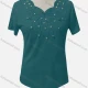 Wholesale Women's Casual Crew Neck Appliques Beaded Blouse 21# Clothing Wholesale Market Liuhua