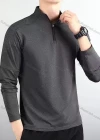 Wholesale Men's Casual Splicing Quick Dry Stand Collar Quarter Zip Long Sleeve Polo Shirt 558# - Liuhuamall