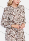 Wholesale Women's Casual Chiffon Loose Fit Texture Print Long Sleeve Shirred Short Dress - Liuhuamall