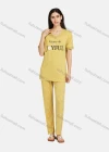 Wholesale Women's Lounge Short Sleeve Letter Print Plaid Lace Trim T-shirt & Pant Pajama Sets - Liuhuamall