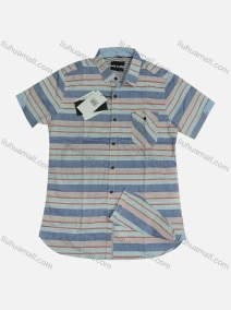 Wholesale Men's Casual Striped Short Sleeve Flap Pocket Shirt, LIUHUA CLOTHING WHOLESALE