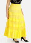 Wholesale Women's Casual Elastic Waist Tiered Pleated Maxi Skirt - Liuhuamall