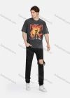 Wholesale Men's Hip Hop Round Neck Loose Fit Short Sleeve Graphic Letter T-shirt - Liuhuamall