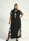 Wholesale Women's African Elegant Short Sleeve Round Neck 2021102297559351 Kaftan Dress With Scarf - Liuhuamall