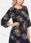 Wholesale Women's Elegant Frill Neck 3/4 Sleeve Floral Print Ruffle Hem Knee Length Dress With Belt - Liuhuamall
