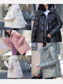 Wholesale Women's Casual Plain Hooded Pockets Zipper Quilted Puffer Coat 208#, LIUHUA CLOTHING WHOLESALE