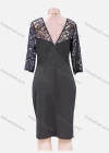 Wholesale Women's Plain Guipure Lace Round Neck Zip Back Long Sleeve Knee Length Dress - Liuhuamall