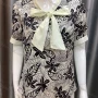 Wholesale Women's Bow knot Front Roll-up Sleeve Plant Print Casual Top Q14# preview