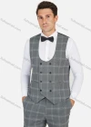 Wholesale Men's Formal Business Plaid Print Slim Fit Lapel Suit Jacket With Waistcoat 3 Piece Set - Liuhuamall