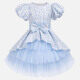 Girls Cute Floral Bow Knot Splicing Lace Tiered Flower Girl Dress 230602# Blue Clothing Wholesale Market -LIUHUA