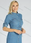 Wholesale Women's Cotton Collared Button Down Drawstring Long Sleeve Midi Shirt Dress - Liuhuamall