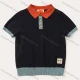 Wholesale Kids Cute Short Sleeve Colorblock Knit Polo Shirts MB22AMY619# Navy Clothing Wholesale Market Liuhua