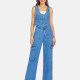 Women's Casual Button Down Denim Waistcoat & Jeans 2-Piece Set Blue Clothing Wholesale Market -LIUHUA