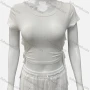 Wholesale Women's Casual Scoop Neck Short Sleeve Drawstring Side Plain Crop Top preview