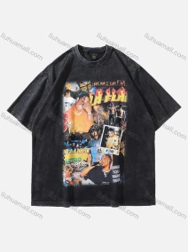 Wholesale Men's Fashion Hip Hop Oversized Crew Neck Short Sleeve Wash Distressed Graphic T-shirt 804#, LIUHUA CLOTHING WHOLESALE