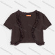 Wholesale Women's V Neck Short Sleeve Lettuce Trim Plain Crop Cardigan 9169# Brown Clothing Wholesale Market Liuhua