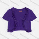 Wholesale Women's V Neck Short Sleeve Lettuce Trim Plain Crop Cardigan 9169# Purple Wholesale Clothing Market & Suppliers -LIUHUAMALL