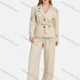 Wholesale Women's Formal Lapel Plain Single Breasted Tie Front Suit Jackets 2-piece Set preview