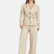 Women's Formal Lapel Plain Single Breasted Tie Front Suit Jackets 2-piece Set Beige Clothing Wholesale Market -LIUHUA