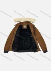 Wholesale Men's Suede Long Sleeve Detachable Fuzzy Collar Bomber Jackets 2997# - Liuhuamall