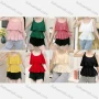 Wholesale Women's Casual V Neck Sleeveless Ruched Plain Tiered Cami Top preview