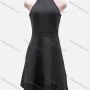 Wholesale Women's Sexy Plain Mock Neck Zip Back Ruffle Hem Short Dress preview