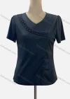 Wholesale Women's Casual V Neck Short Sleeve Beaded Knit Blouse - Liuhuamall