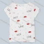 Wholesale Women's Scoop Neck Short Sleeve Letter Heart Lip Print Casual T-Shirt 4307# preview