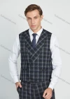 Wholesale Men's Business Lapel One Button Plaid Print Suit Jacket With Waistcoat 3 Piece Set - Liuhuamall