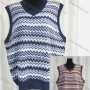 Wholesale Women's Loose Fit Wave Print Sweater Vest preview