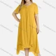 Wholesale Women's Plain Linen Short Sleeve Hanky Hem Midi Dress 95# Clothing Wholesale Market Liuhua