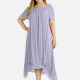 Women's Plain Linen Short Sleeve Hanky Hem Midi Dress 102# Clothing Wholesale Market -LIUHUA