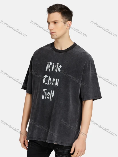 Wholesale Men's Hip Hop Crew Neck Short Sleeve Loose Fit Letter T-shirt