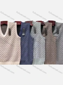 Wholesale Men's Casual Allover Print V Neck Sweater Vest, LIUHUA CLOTHING WHOLESALE