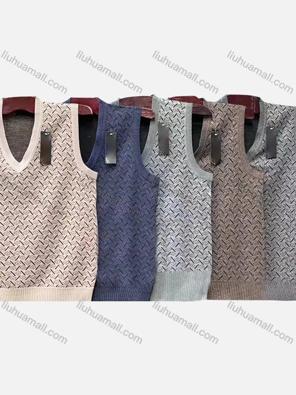 Wholesale Men's Casual Allover Print V Neck Sweater Vest