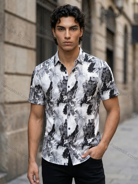 Wholesale 2026 Men's Slim Fit Short Sleeve Printed Casual Button - Down Shirt | Wholesale & In Stock