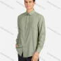 Wholesale Men's Casual Pin Dot Collared Patch Pocket Button Down Long Sleeve Curved Hem Shirts preview