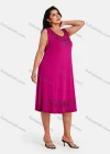 Wholesale Women's Plus Size Elegant Crew Neck Sleeveless Embroidery Knee Length Tank Dress - Liuhuamall