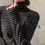 Wholesale Women's Casual Striped High Neck Long Sleeve Sweater Tops 8053# preview