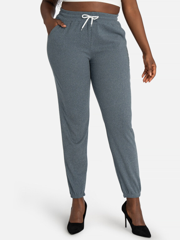 Women's Casual Space Dye High Waist Narrow Leg Pants With Drawstring, Clothing Wholesale Market -LIUHUA, WOMEN, Bottoms
