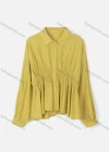 Wholesale Women's Long Sleeve Ruched Ruffle Hem Plain Blouse - Liuhuamall