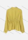 Wholesale Women's Long Sleeve Ruched Ruffle Hem Plain Blouse - Liuhuamall