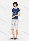 Wholesale Women's Star Print Round Neck Short Sleeve Tops & Knee Length Pants 2 Piece Lounge Pajamas Set A05# - Liuhuamall