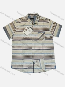 Wholesale Men's Casual Striped Short Sleeve Patch Pocket Shirt, LIUHUA CLOTHING WHOLESALE
