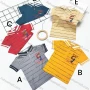 Wholesale Boys Casual Short Sleeve Embroidery Letter Striped Button Front Polo Shirts preview